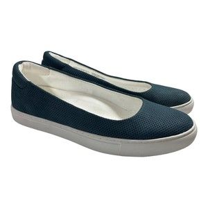 Kenneth Cole Womens 9M Kassie 2 Blue Perf Nubuck Leather Ballet Flat Sneaker EUC